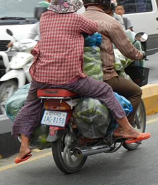 Moto loaded with cucumbers